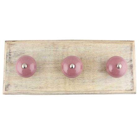  Solid Lavender Ceramic Round Wooden Hooks